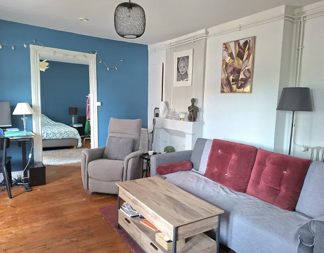 Salon et chambre appartement T2 meublé de 50 m2 env. à louer sur Tours-Nord quai Paul Bert | LOCATION 37.FR
