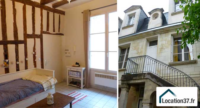 studio en plein de centre de tours sur cour calme place chateauneuf quartier du vieux tours loué par location37.fr